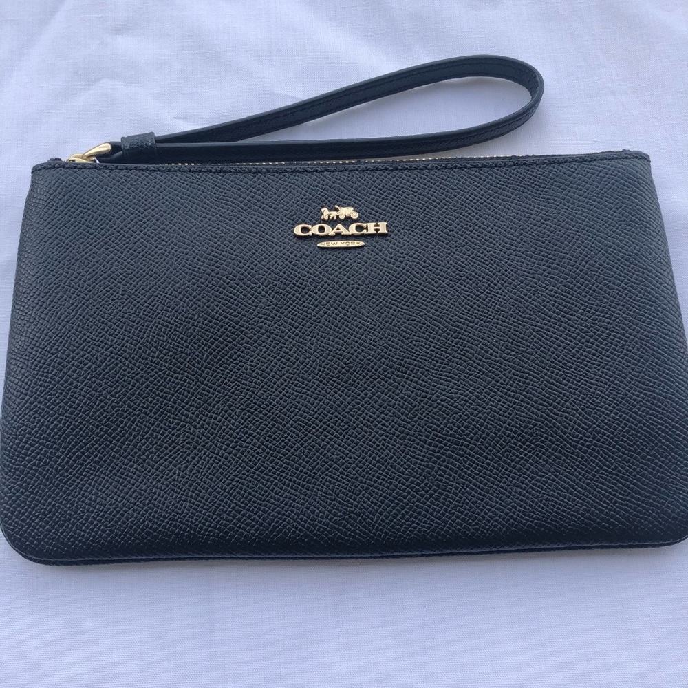 Coach Large Leather Wristlet Crossgrain Leather